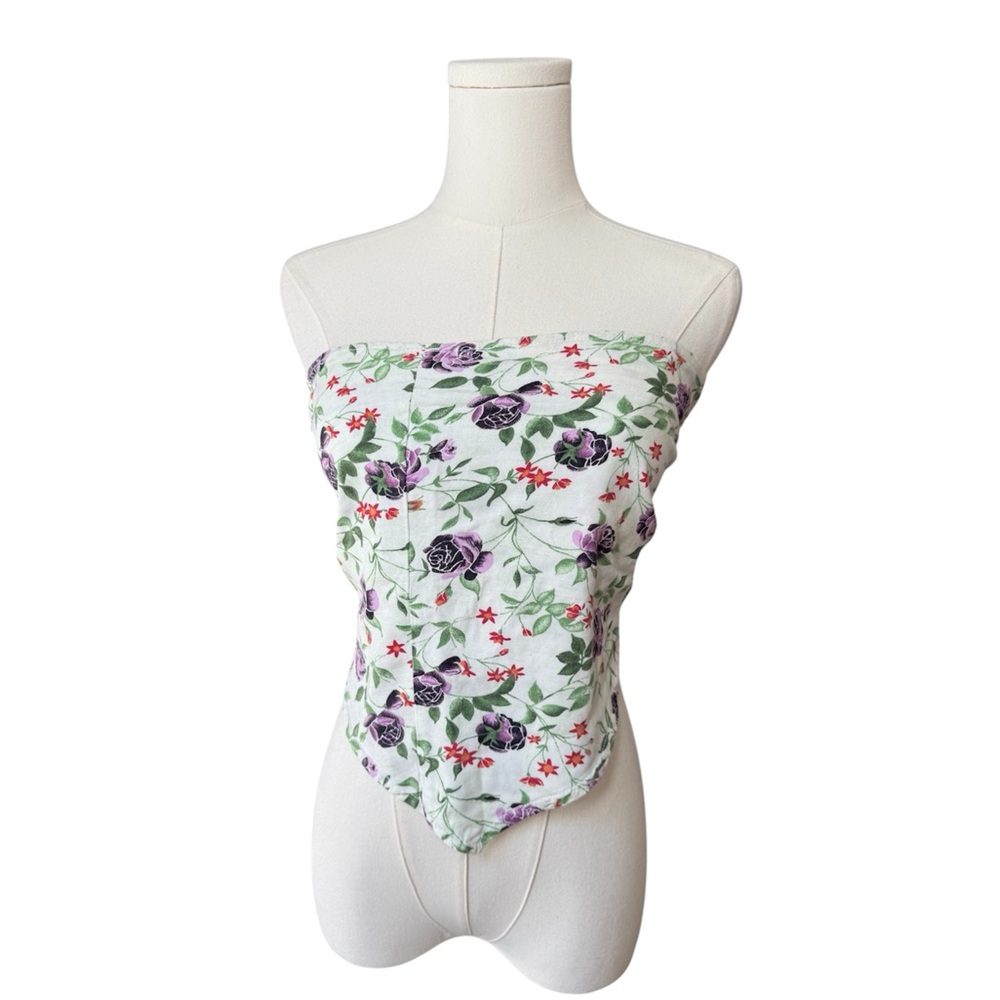 Floral Bandana Top | Strapless Tie-Back Scarf Top garden party floral picnic S